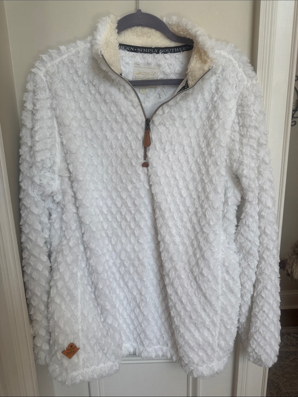 Simply Southern White Plush Sherpa Quarter-Zip Pullover